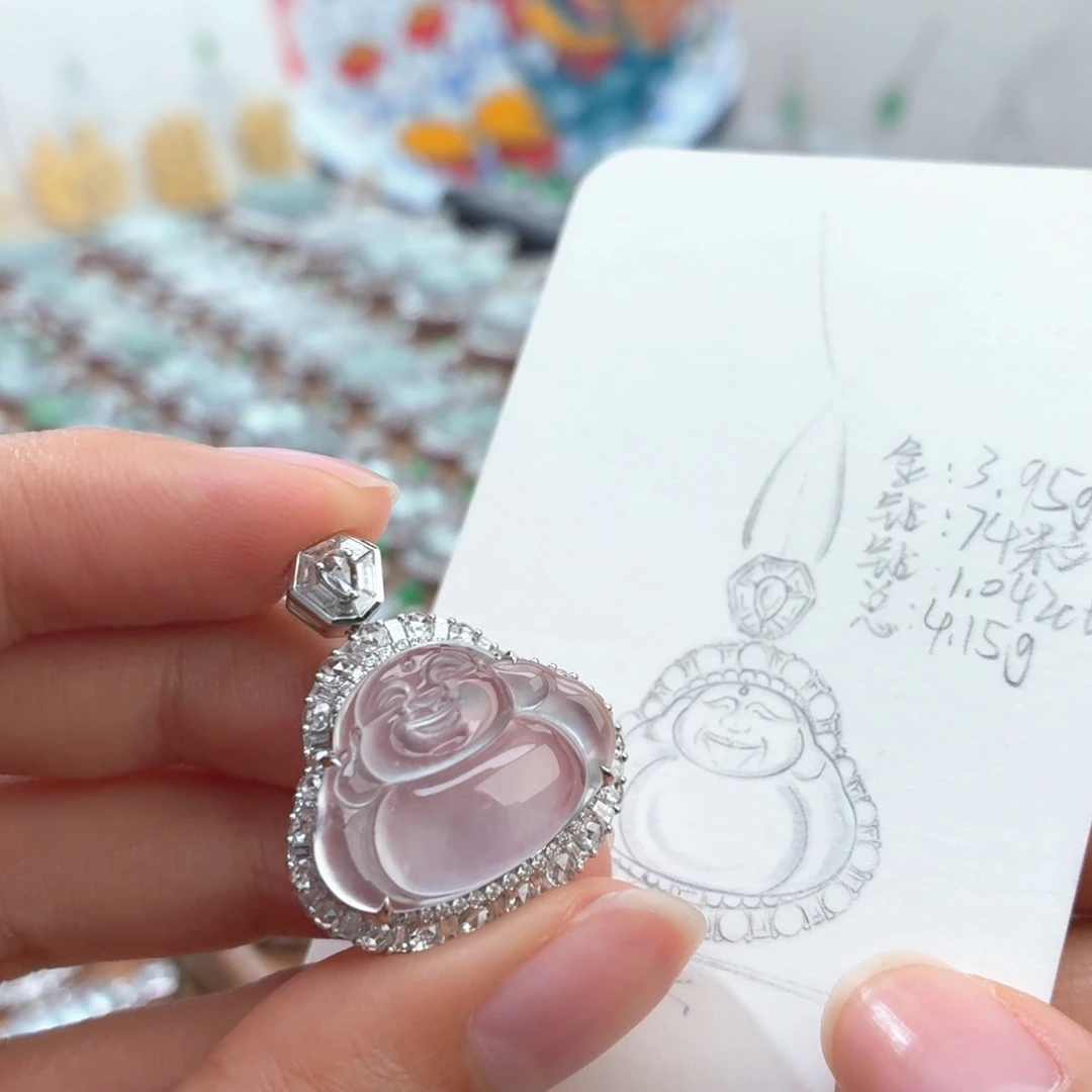 翡翠18K金镶嵌颈饰