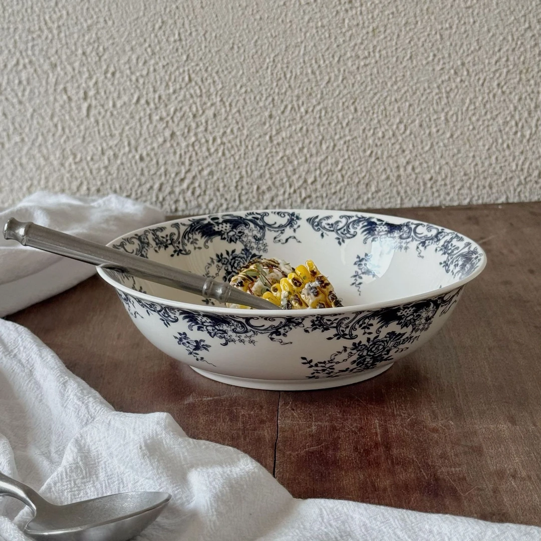 泽滕家中古风格宽口沙拉汤碗沙拉蔬菜荞麦意面西式法餐水果深汤盘