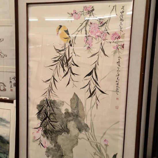 书法怀良画家作品带框花鸟
