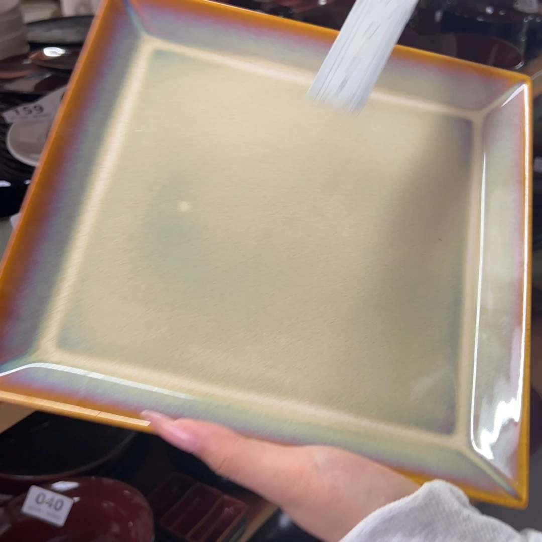 新骨瓷075微瑕曼谷棕10.5寸四方盘