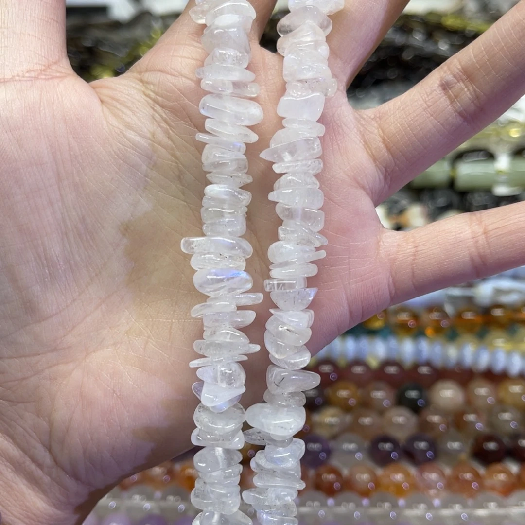 玛瑙/玉髓散珠天然蓝雪花卡13到15之间长条38厘米