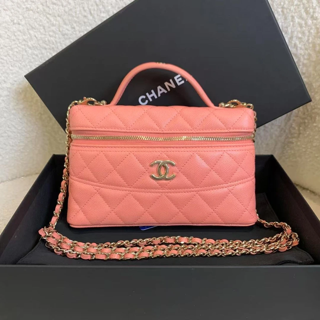 99新 Chanel/香奈儿 壹臻/25c 橘粉色窄版长盒子包/56264610