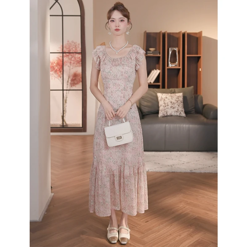 乔琪拉-【桃系少女】-夏季新款法式复古气质显瘦连衣裙-55248K