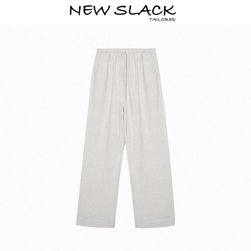 New slack NX250310立体剪裁显薄100亚麻全里衬直筒裤自然褶皱