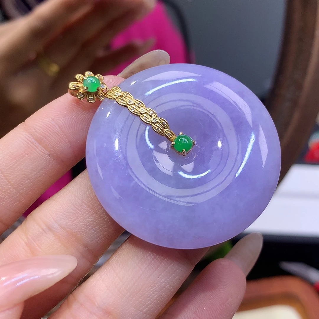 18K金镶嵌挂件翡翠心*