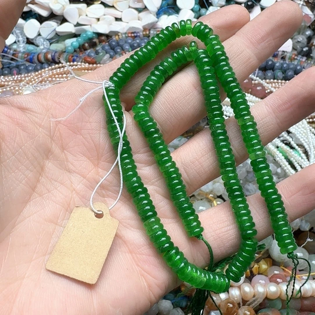 玛瑙/玉髓未镶嵌珠宝半成品一条6mm干青算盘