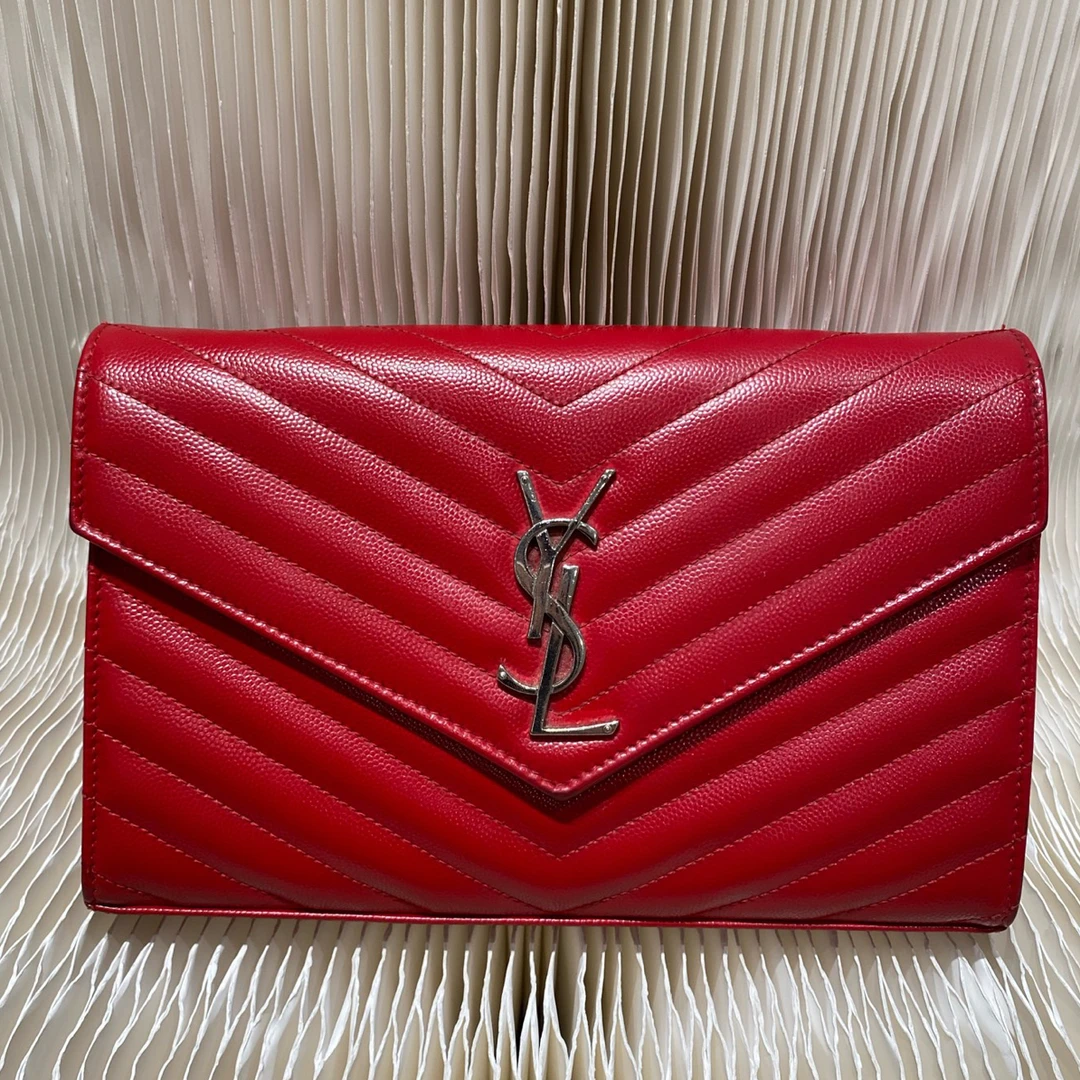 95新 YSL/圣罗兰 95新YSL/圣罗兰 红银配色 信封包 中号