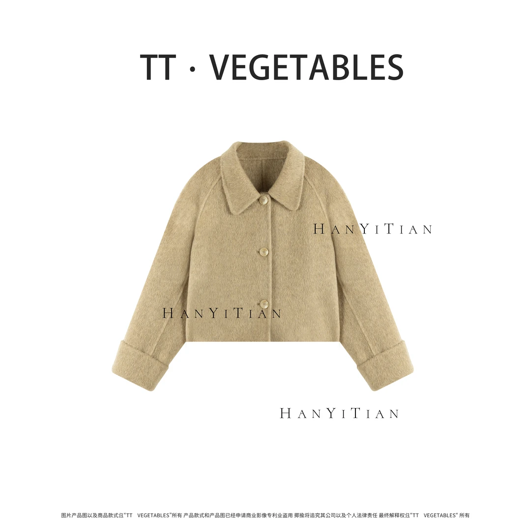 曲清  翻领立领大衣宽松轻奢超暖百搭923711