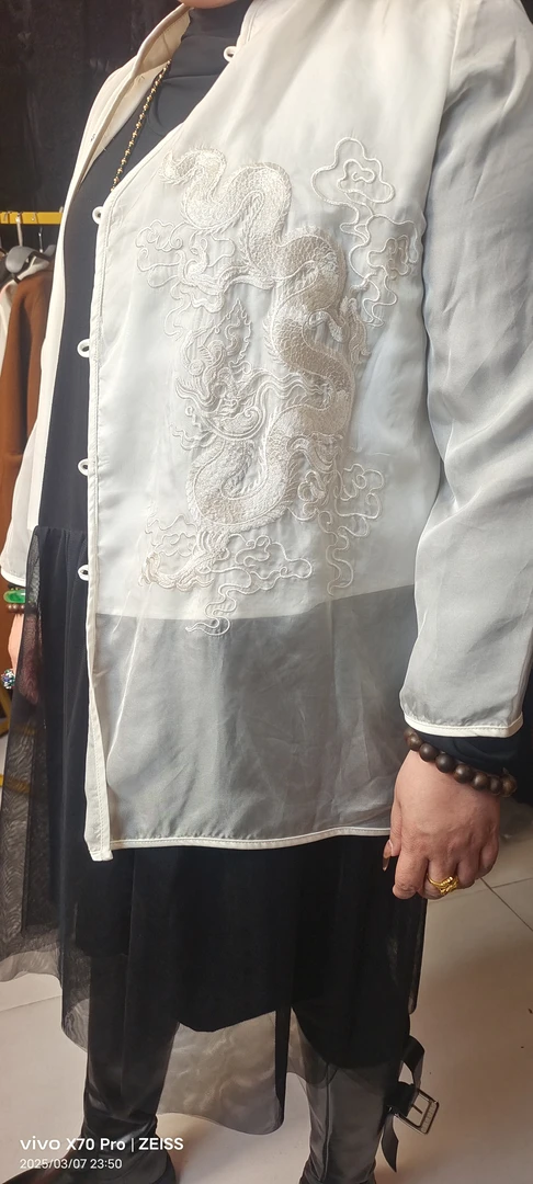 新中式刺绣白色长袖衬衫茉莉花茶流苏设计感气质上衣