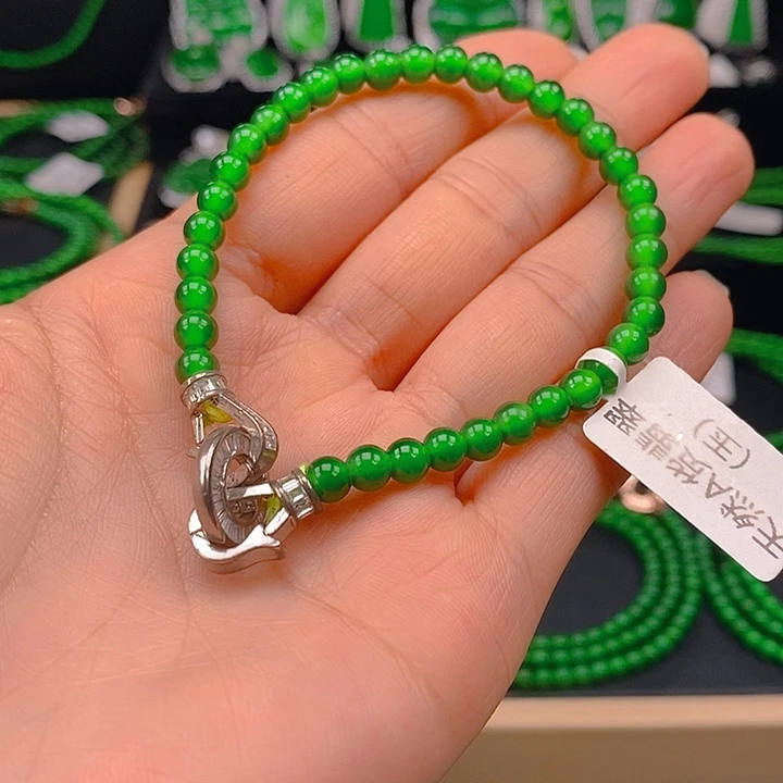 翡翠未镶嵌耳饰天然A货翡翠手链卡5