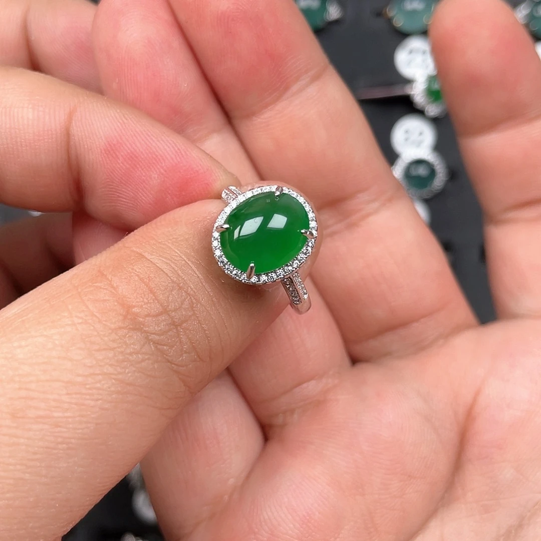 翡翠银S925镶嵌耳饰