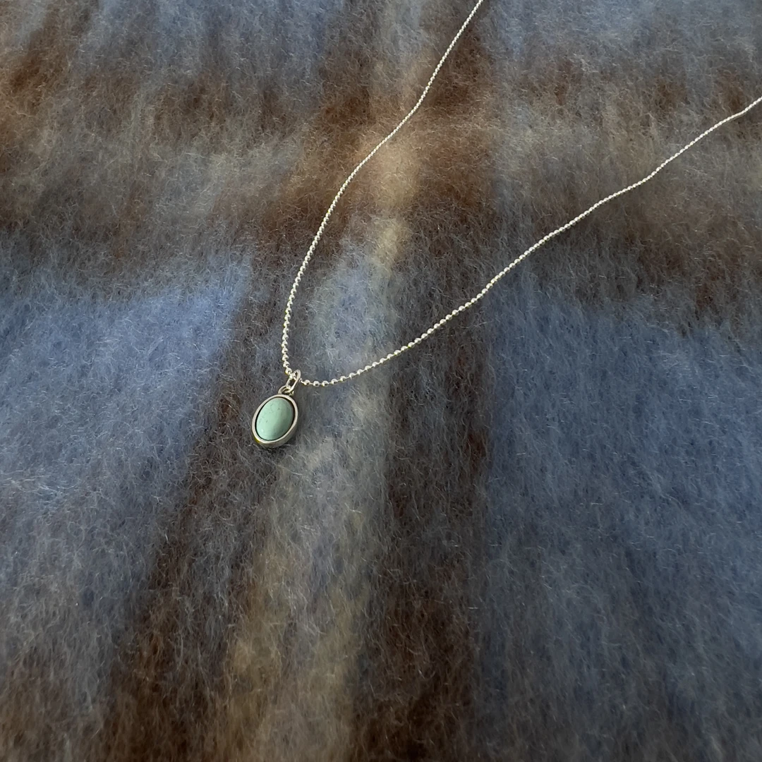 坠链均925银 925银项链  绿松豆 蓝色百搭轻奢小众项链