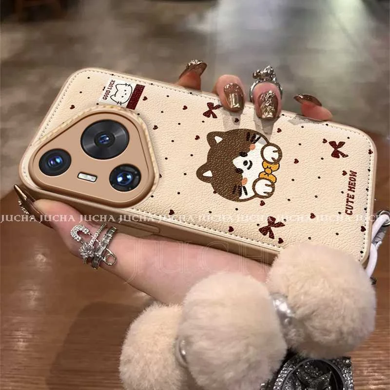 蝴蝶结猫猫适用苹果16plus手机壳新款华为pura70高端华为荣耀OPPO