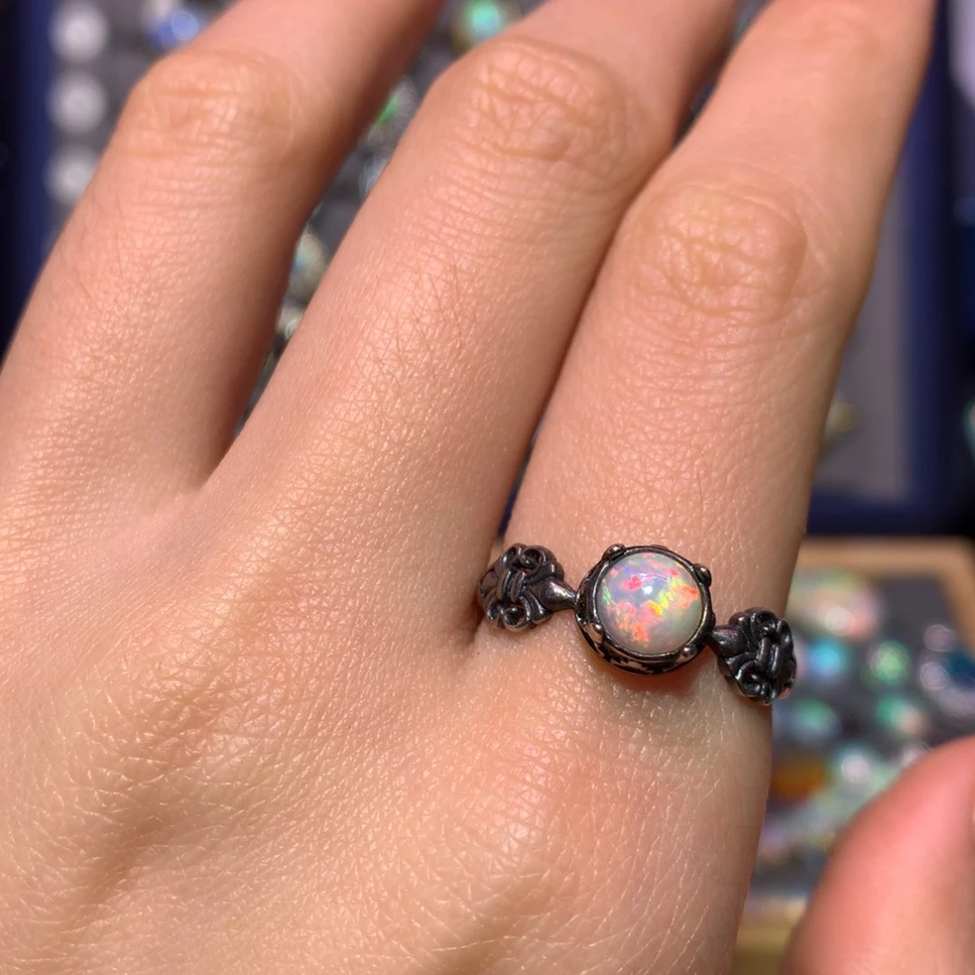 银S925镶嵌欧泊戒指款式