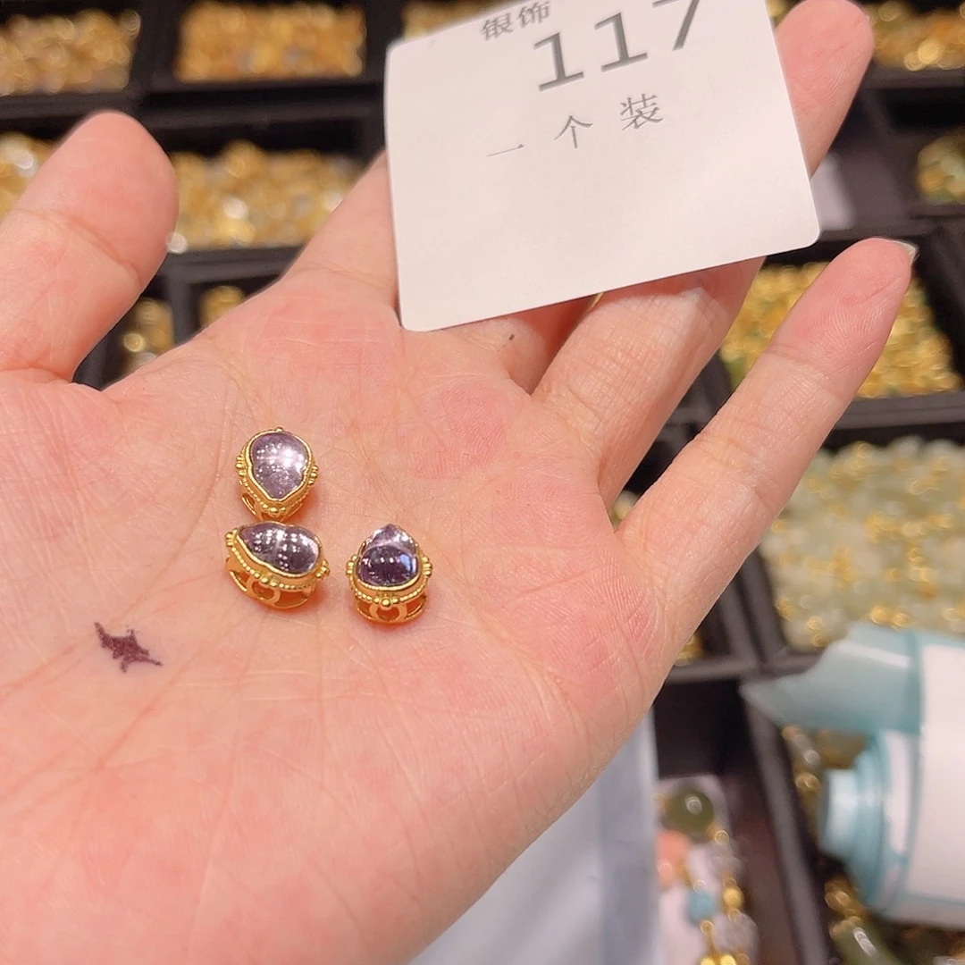 水晶珠宝半成品银S925镀金镶嵌117 。