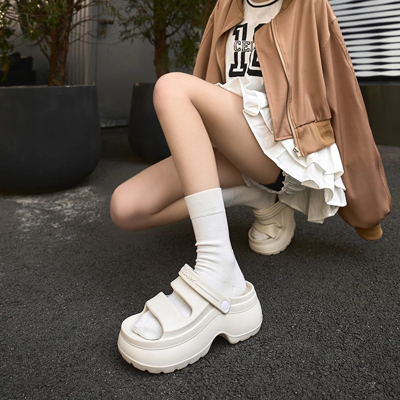 时尚百搭凉鞋6cm超厚凉鞋女夏季百搭增高防滑凉拖鞋女生上班通勤