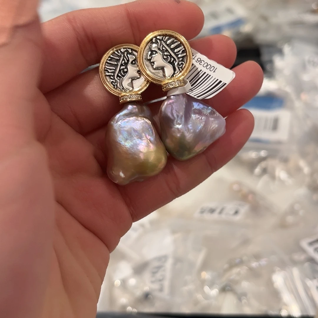 淡水珍珠耳饰合金