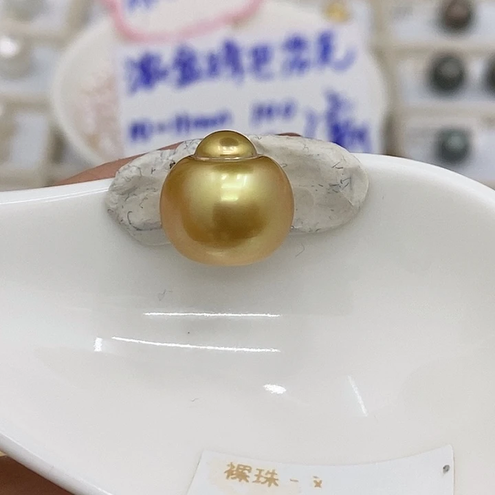 海水珍珠裸珠浓金巴13-14