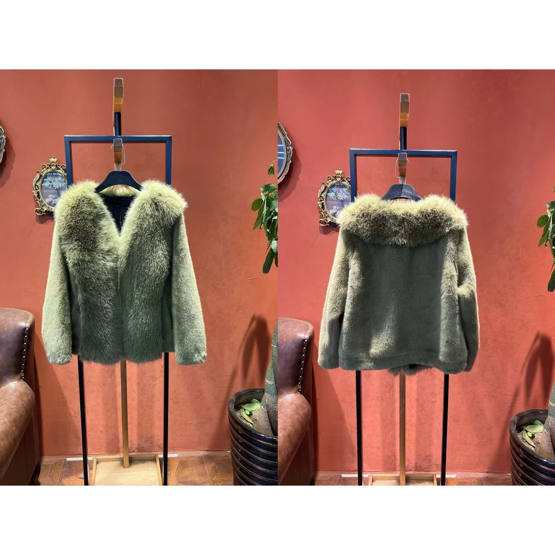 人造皮草 冬季新款纯毛气质外套女短款毛毛大衣托斯卡纳毛高端霸