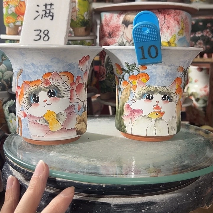 景德镇手绘花盆满38包邮