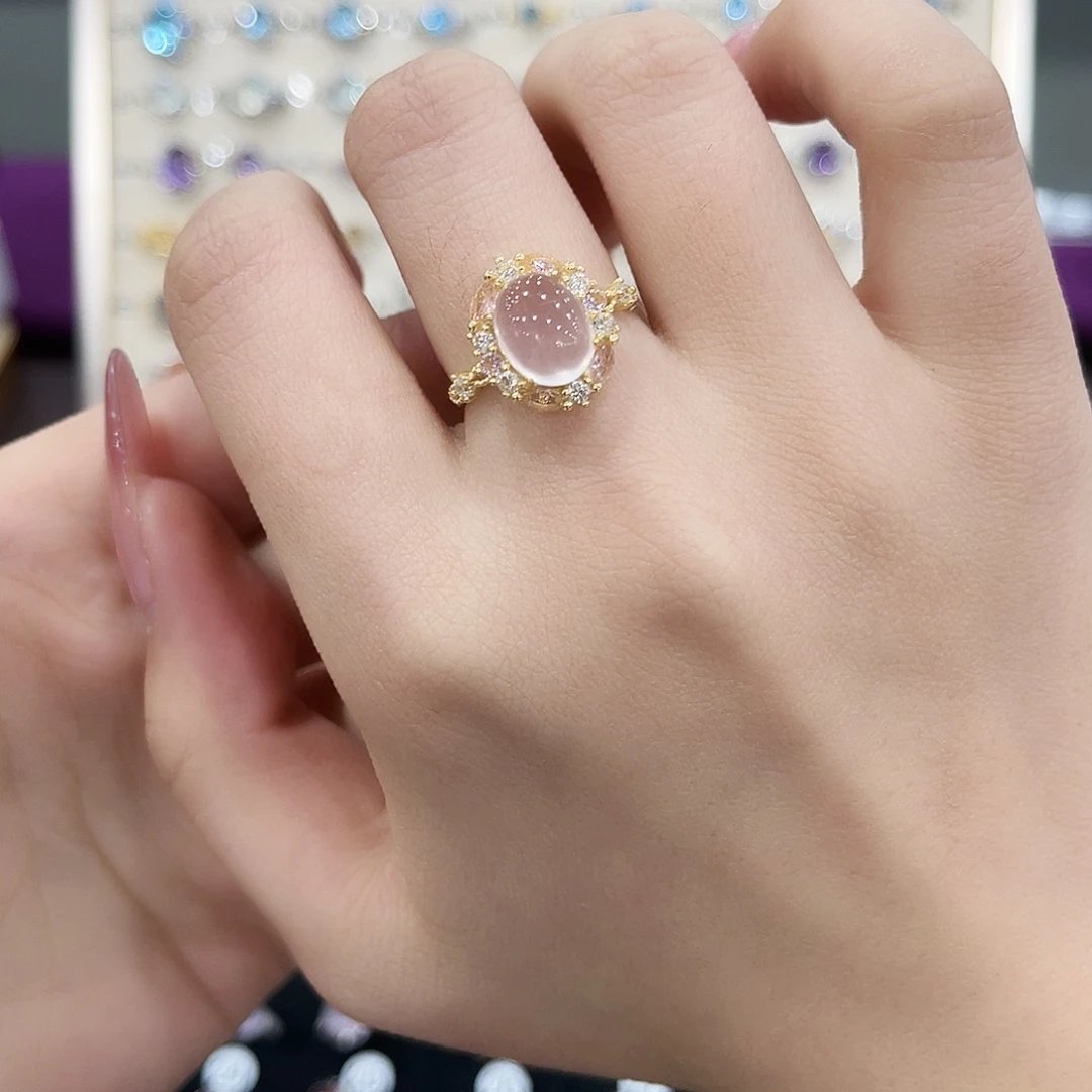 水晶戒指银S925镶嵌