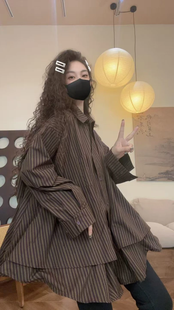 museguhui/木色古汇91851#格子气质设计款秋款休闲复古衬衣