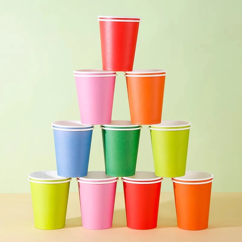 彩色纸杯一次性幼儿园建构区儿童早教手工diy搭建混色混合纸杯子