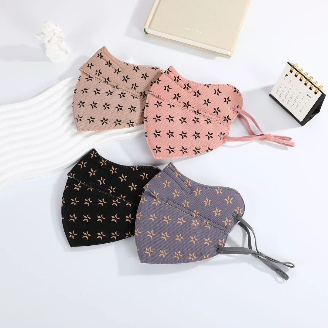 新款五角星印花口罩户外骑行防尘加厚口罩秋冬季保暖开口款口罩