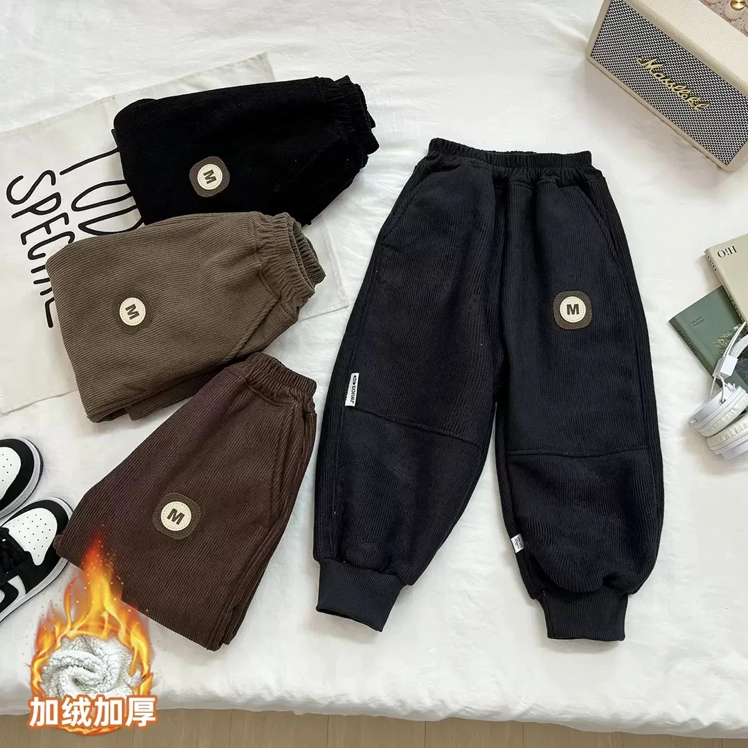 172L2032童裤男童裤子秋冬2025新款中小童运动裤加绒