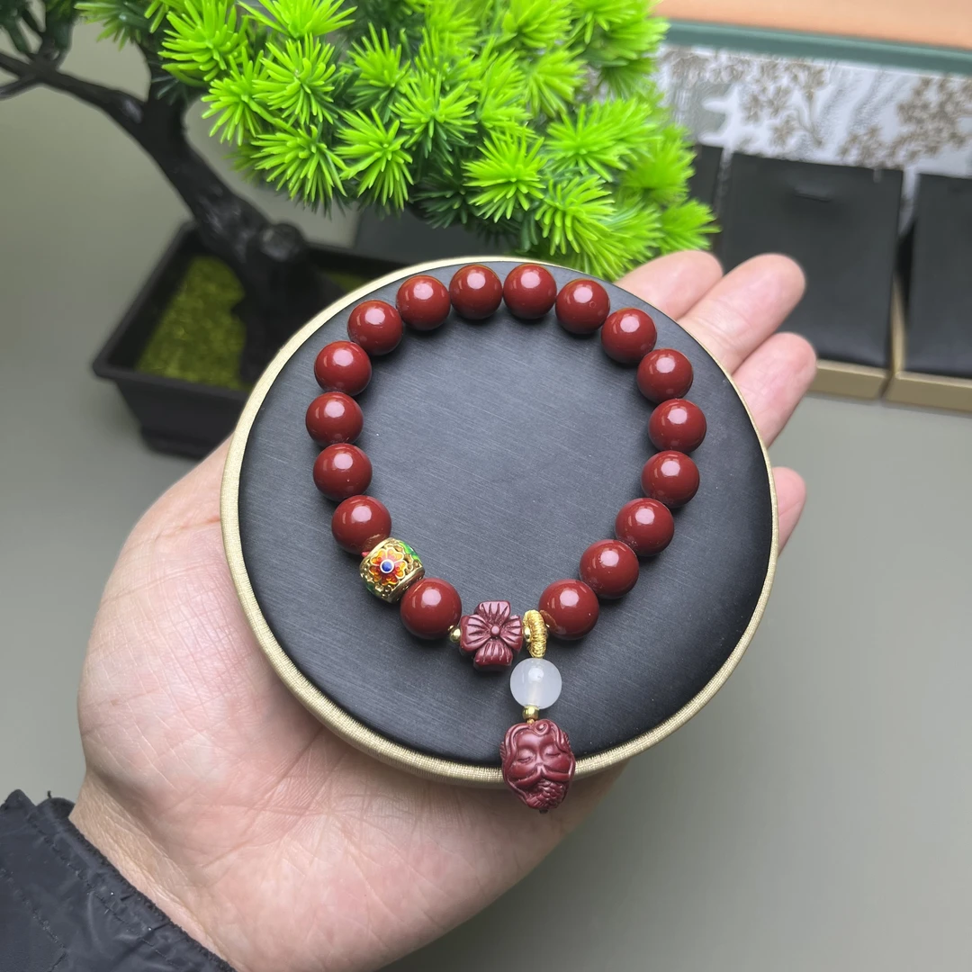 含辰砂工艺品014卡10mm加美人鱼配件单圈