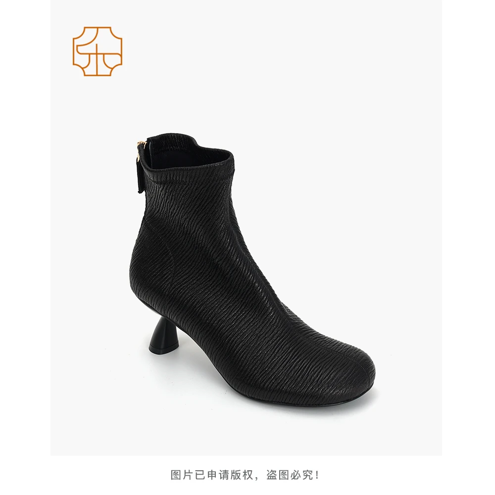 【LESIFAN】手工褶皱酒杯跟短靴4711-620