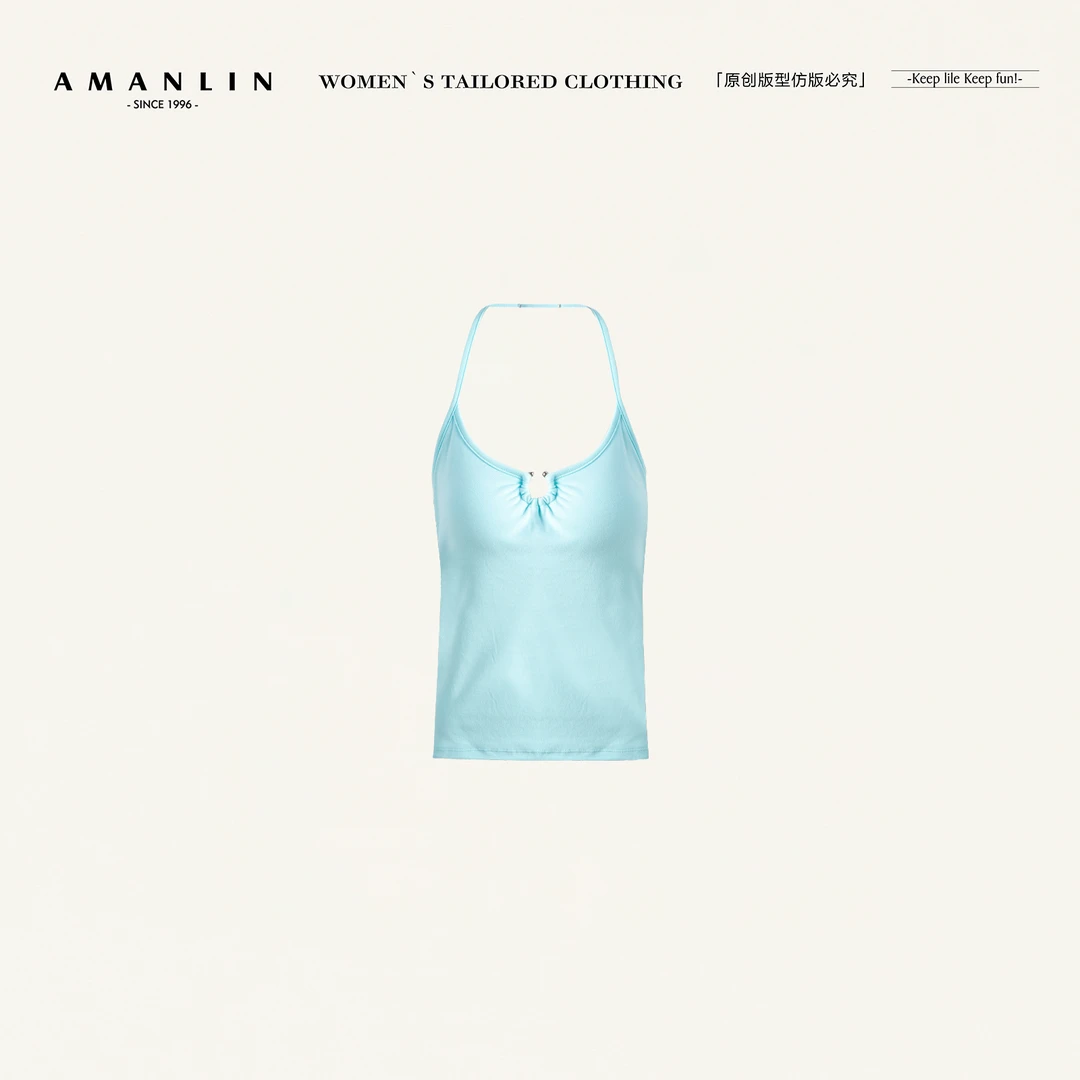AMANLIN/阿谩琳欧若风蝴蝶链条挂脖吊夏季外穿美背带背心Y599067