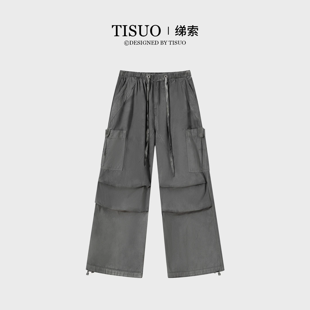 TISUO/绨索“时髦进阶”复古做旧水洗降落伞休闲长裤TS502132