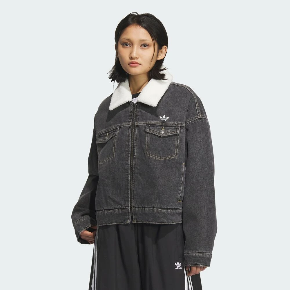 adidas阿迪三叶草2025女经典牛仔外套FEMME DENIM PAD棉服KB5449