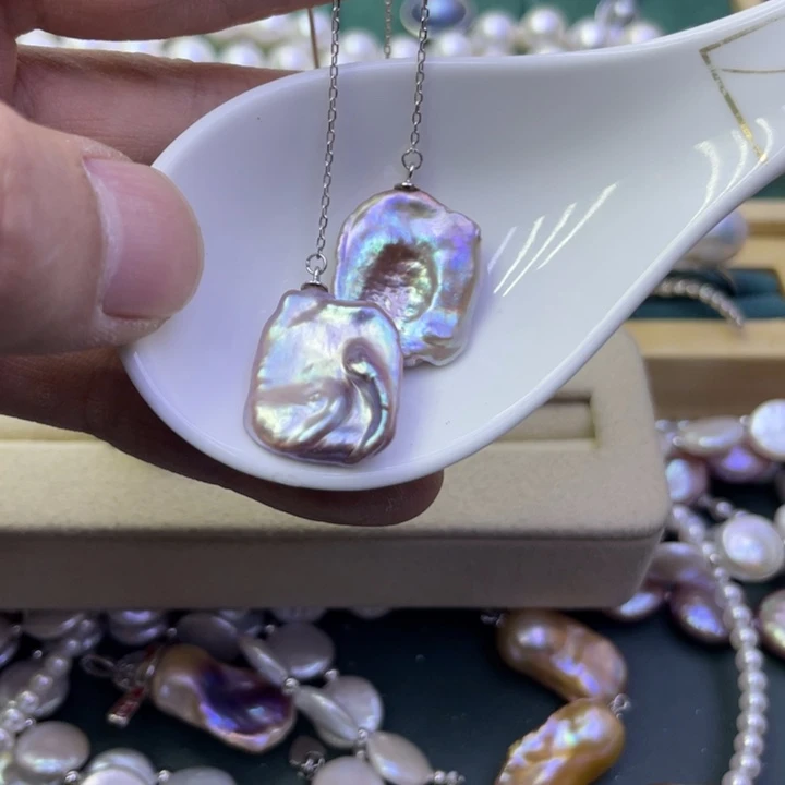 淡水珍珠耳饰银S925镶嵌