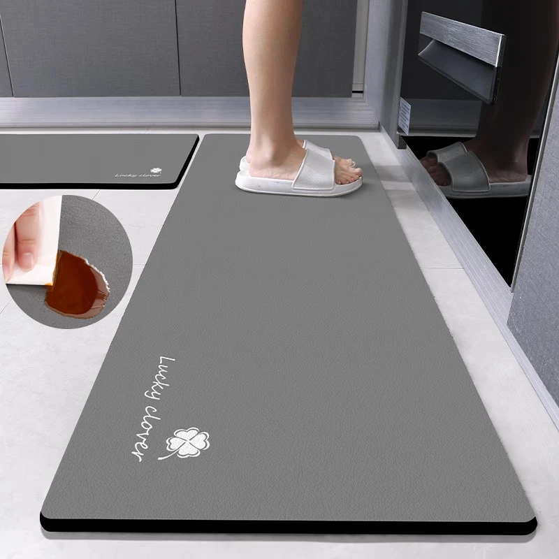 厨房防滑防油地垫家用吸水皮革地毯太空云图案免洗拐角脚垫耐脏易