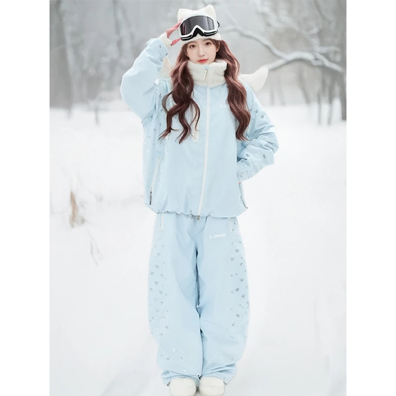 芙沿蓝色天使羽翼滑雪服套装女2025冬季新款超好看单双板雪服装备