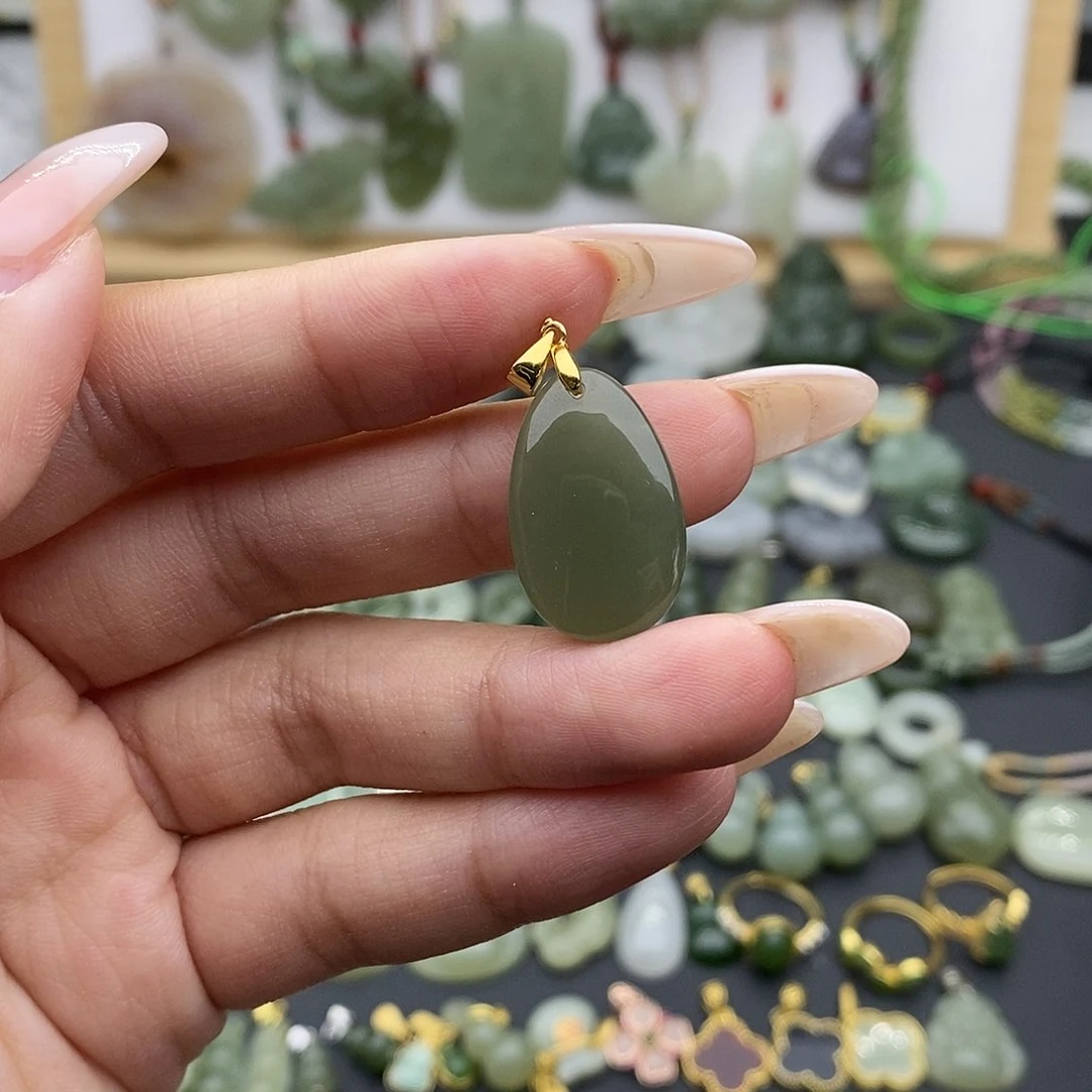 和田玉吊坠(不含链)银S925镶嵌