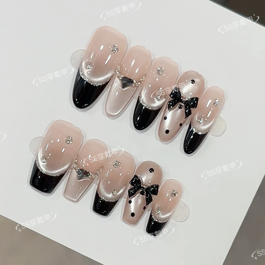 【永夜巴黎】纯手工穿戴甲美甲贴片可拆卸指甲贴片10片装