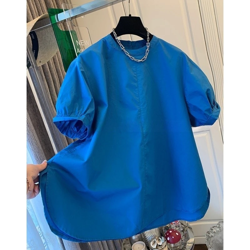 独特超好看法式气质泡泡袖短袖衬衫宽松显瘦大版娃娃衫上衣女新款