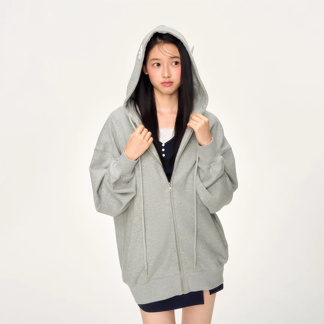 WEEKEND HUB韩版小翅膀装饰卫衣外套女连帽宽松上衣秋季流行外套