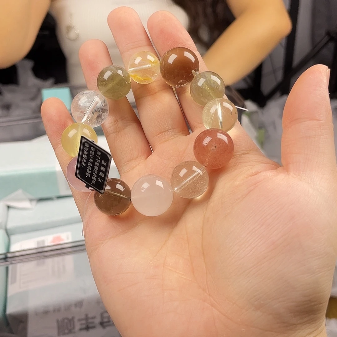 手串水晶银S925镀金镶嵌