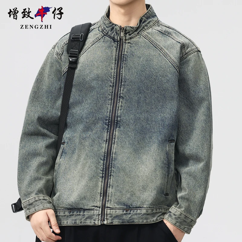 ZENGZHI/增致牛仔秋季牛仔外套男士休闲牛仔衣服夹克潮流宽松机车