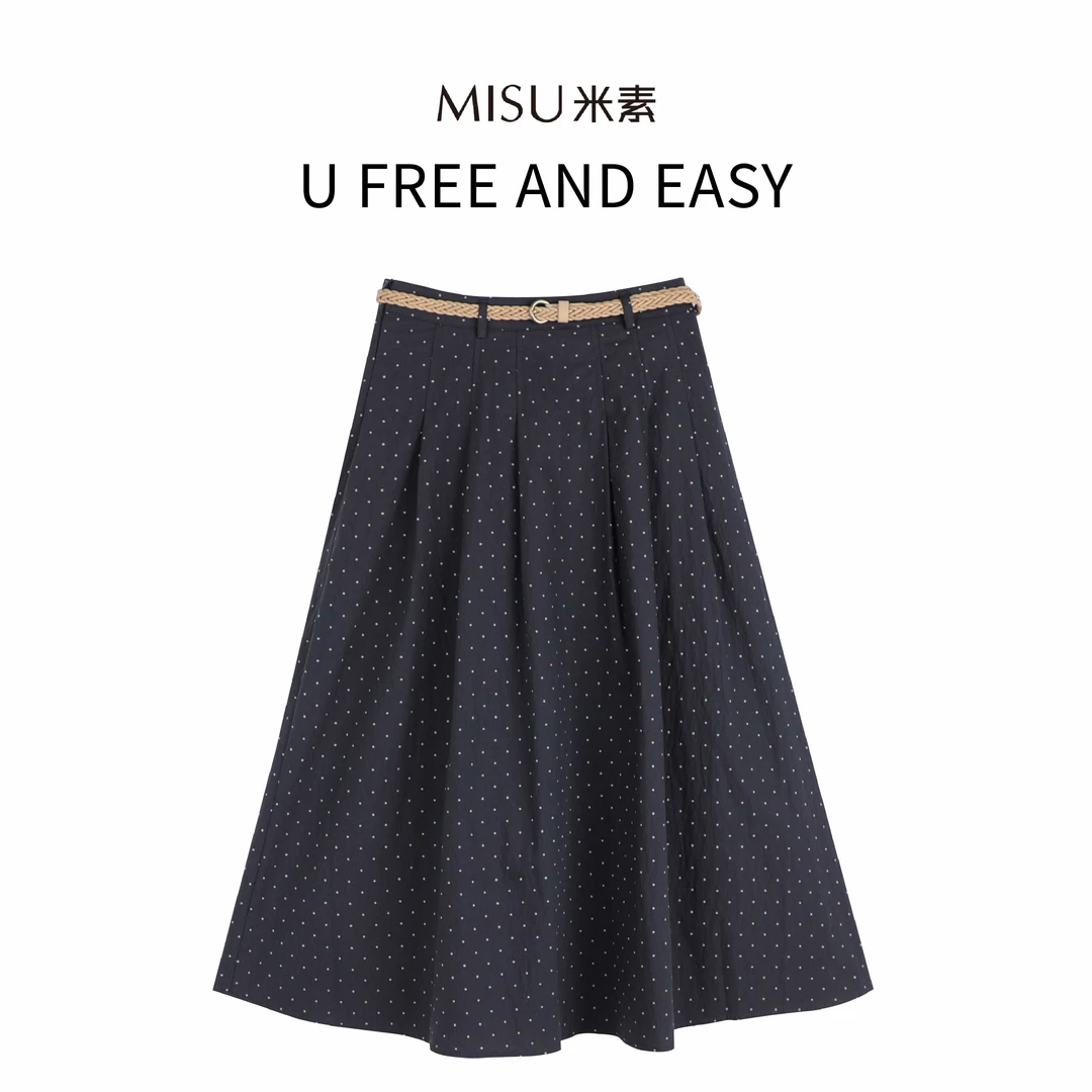 MISU米素显瘦气质高腰时尚百搭印花波点半身裙125X613