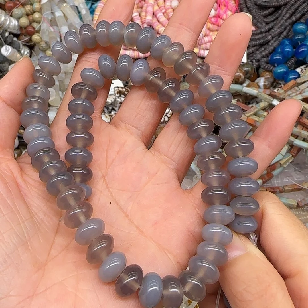 玛瑙/玉髓合金珠宝半成品灰玛瑙10mm算盘一条