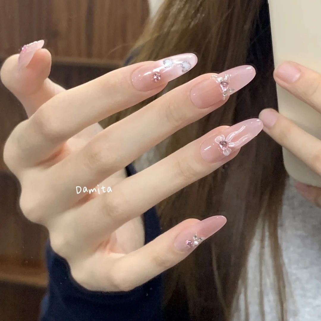 3000 NAIL · 甜茶甘露｜甜粉蝴蝶爱心少女热恋渐变猫眼手工穿戴甲