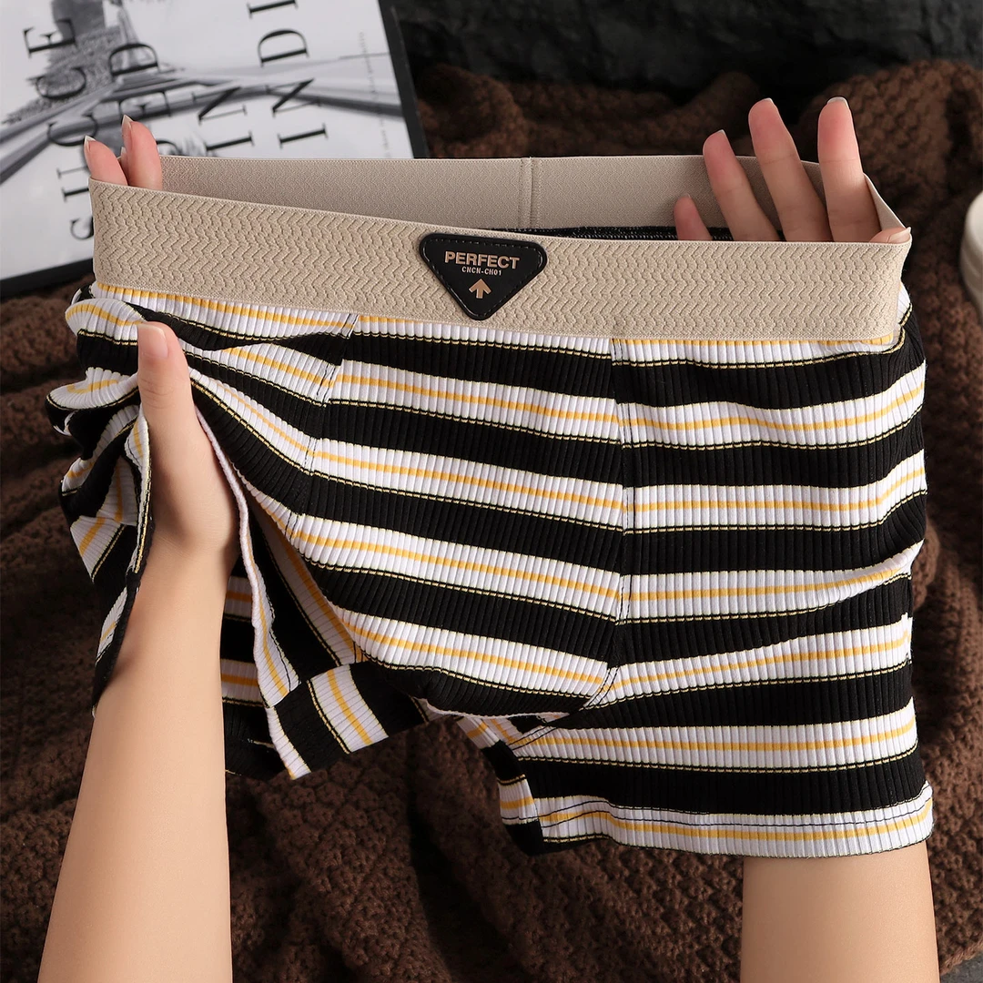 潮流时尚个性男生四角裤新款纹理男士内裤秋冬棉质舒适透气平角裤