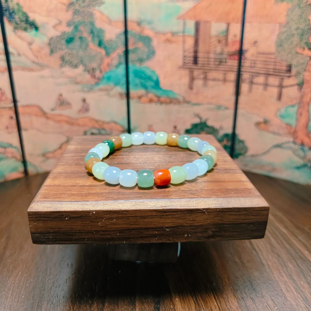 D和田玉多宝桶珠手串（卡8）1858