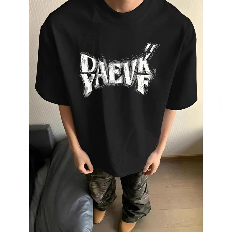 欧美街头纯棉重磅短袖t恤男款夏季overszie潮牌痞帅大码五分半袖