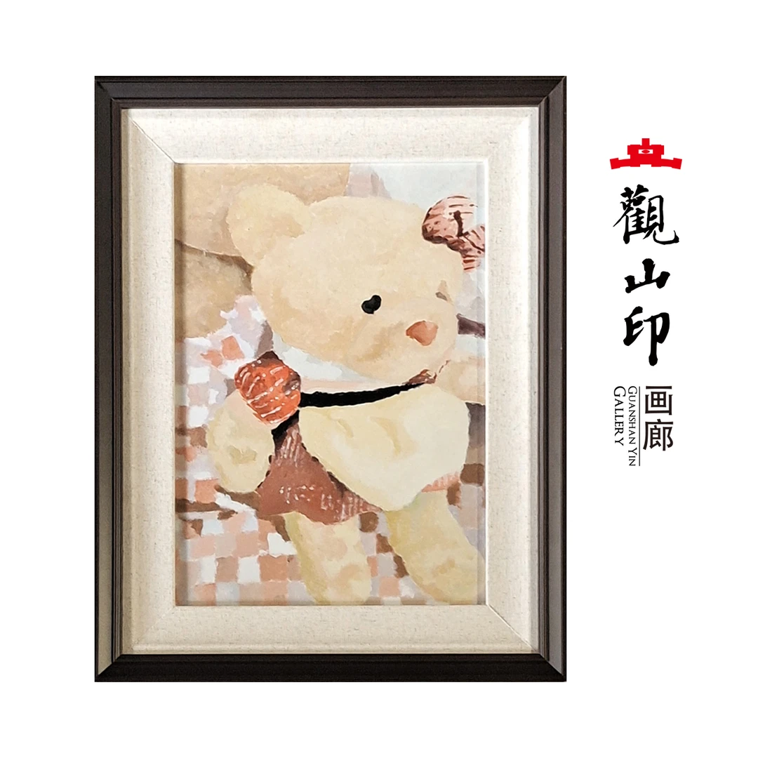 WM原创手绘布面油画38x50cm小熊作品1802